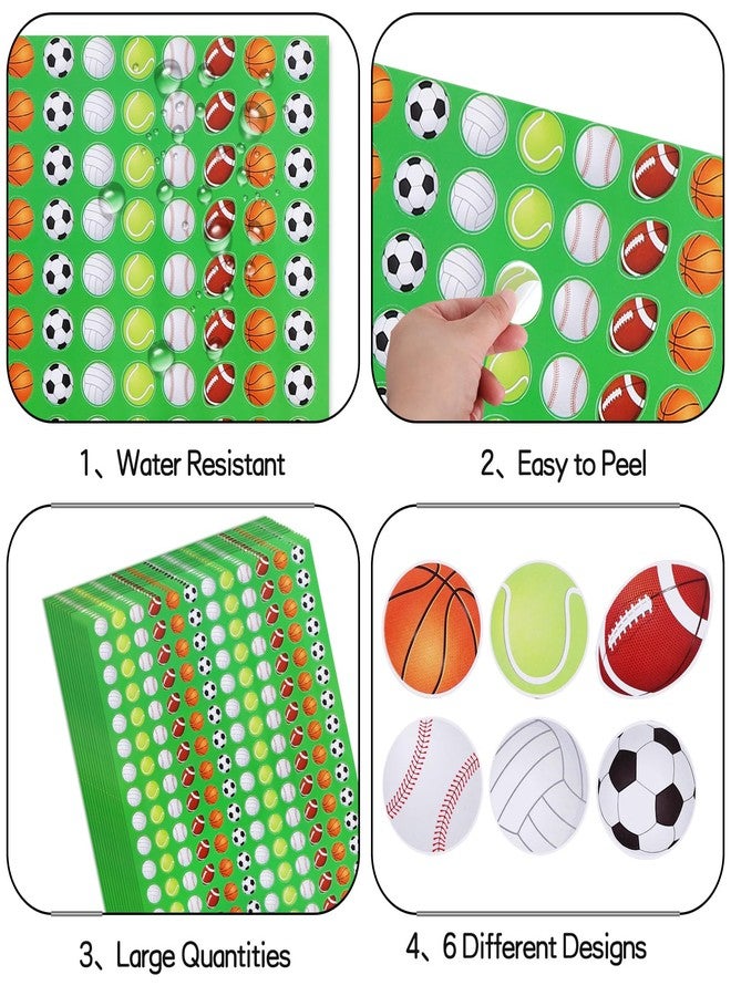 Vuzvuv 3240 Pcs Sports Balls Stickers for Student Reward Chore Chart Board,Soccer Tennis Small Ball Basketball Football Baseball Stickers for Home School Themed Party Decor - Image 3